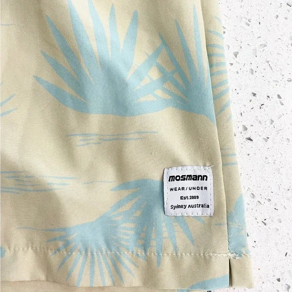 Mosmann Australia Short Light Yellow Blue Tropical Board Short Medium - Picture 2 of 6